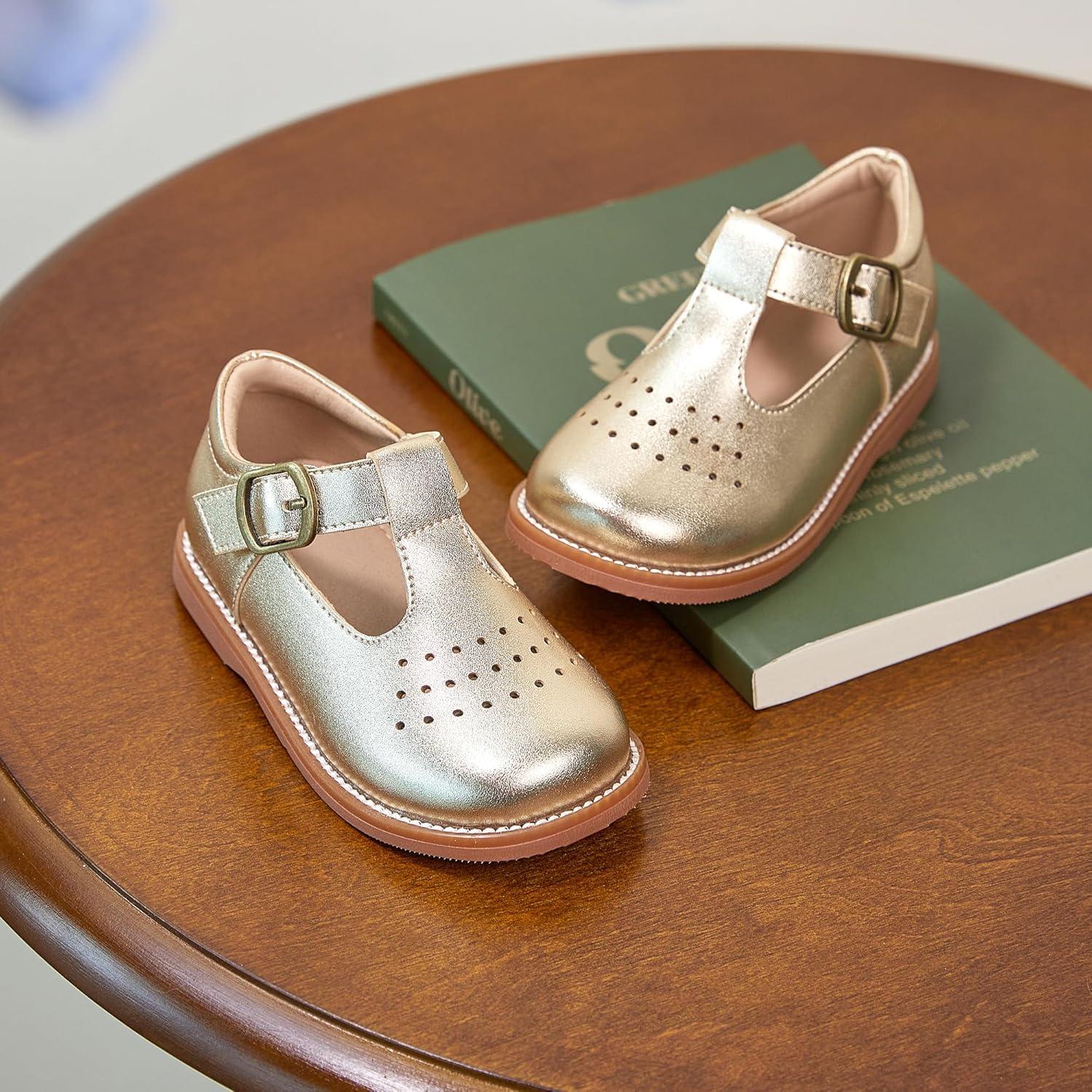 imageKiderence Toddler Little Girls Mary Jane Dress Shoes School Oxford for FlatsF672 Gold