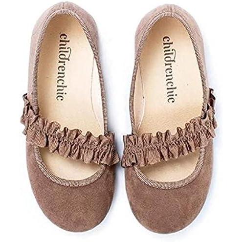 imageChildrenchic Mary Jane Shoes for Girls Classic ampamp Comfortable Canvas Dress Shoes for Toddlers ampamp Kids Perfect Flats for School Play and Special Occasions Elastic Camel 4 Big Kid