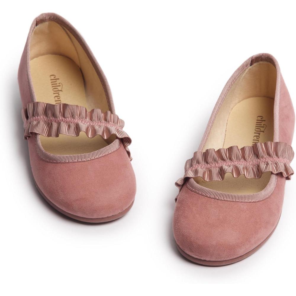 imageChildrenchic Mary Jane Shoes for Girls Classic ampamp Comfortable Dress Shoes for Toddlers ampamp Kids Perfect Flats for School Play and Special Occasions SuedeLipstick