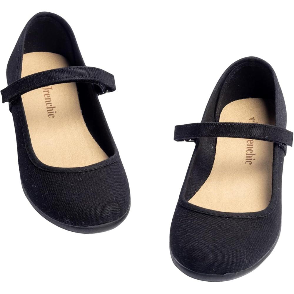 imageChildrenchic Mary Jane Shoes for Girls Classic ampamp Comfortable Dress Shoes for Toddlers ampamp Kids Perfect Flats for School Play and Special Occasions CanvasBlack