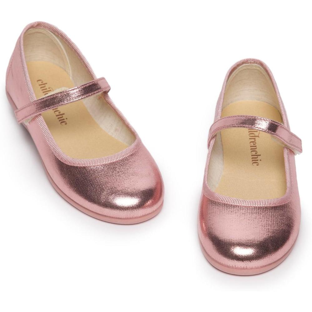 imageChildrenchic Mary Jane Shoes for Girls Classic ampamp Comfortable Dress Shoes for Toddlers ampamp Kids Perfect Flats for School Play and Special Occasions ShimmerPink Shimmer