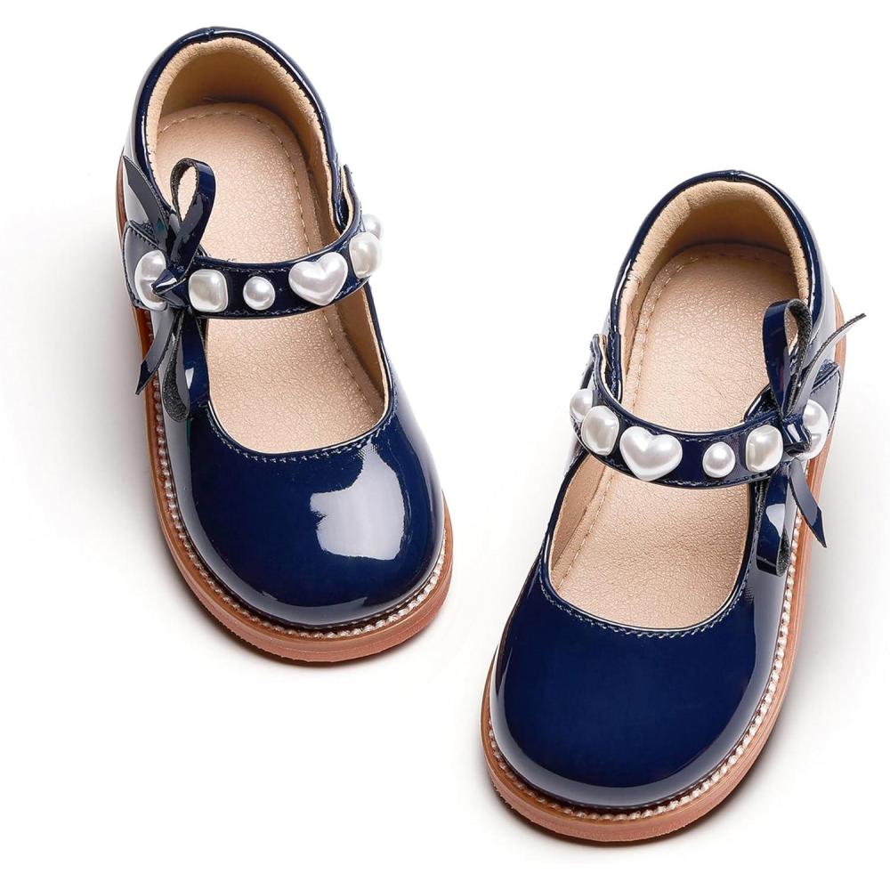 imageKiderence Girls Flat Dress Shoes School Oxfords Marry Jane ToddlerLittle KidsCk961 Navy Blue