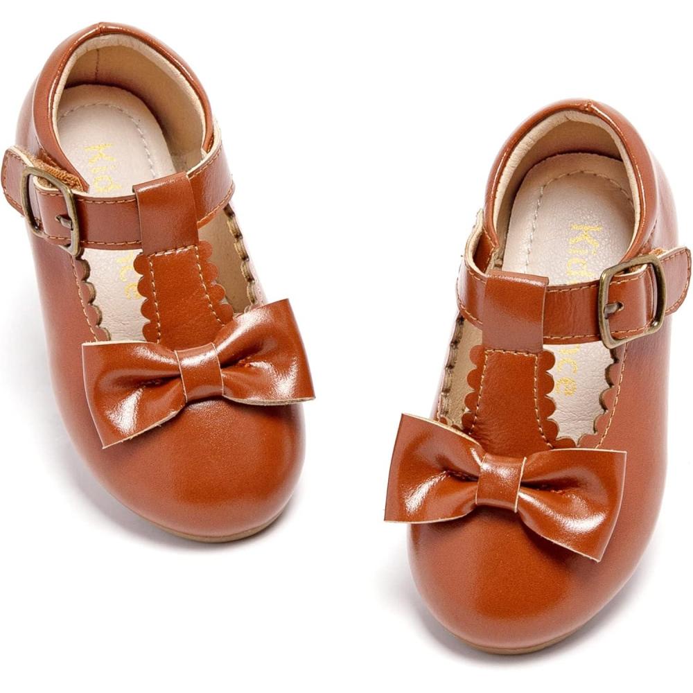 imageKiderence Little Toddler Girls Dress Shoes Ballerina Ballet Flats Kids Mary JanesCk202 Brown