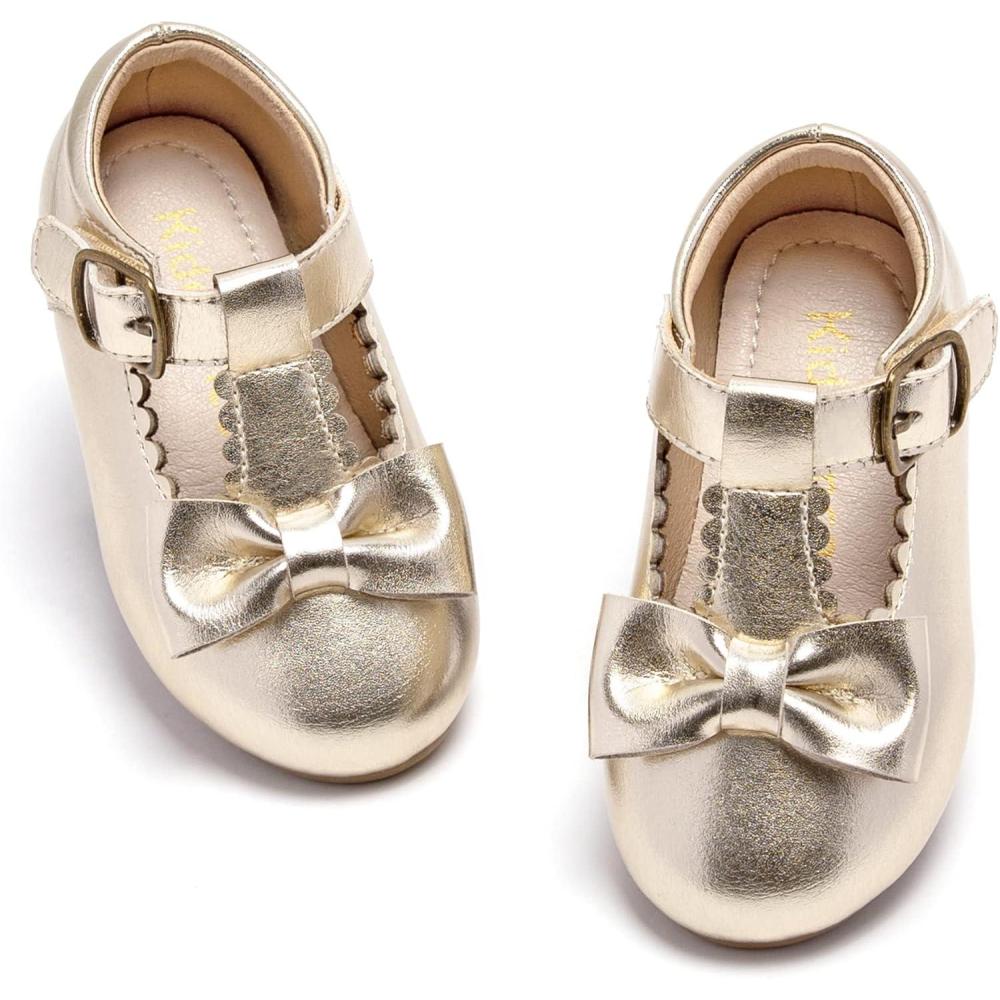 imageKiderence Little Toddler Girls Dress Shoes Ballerina Ballet Flats Kids Mary JanesCk202 Gold