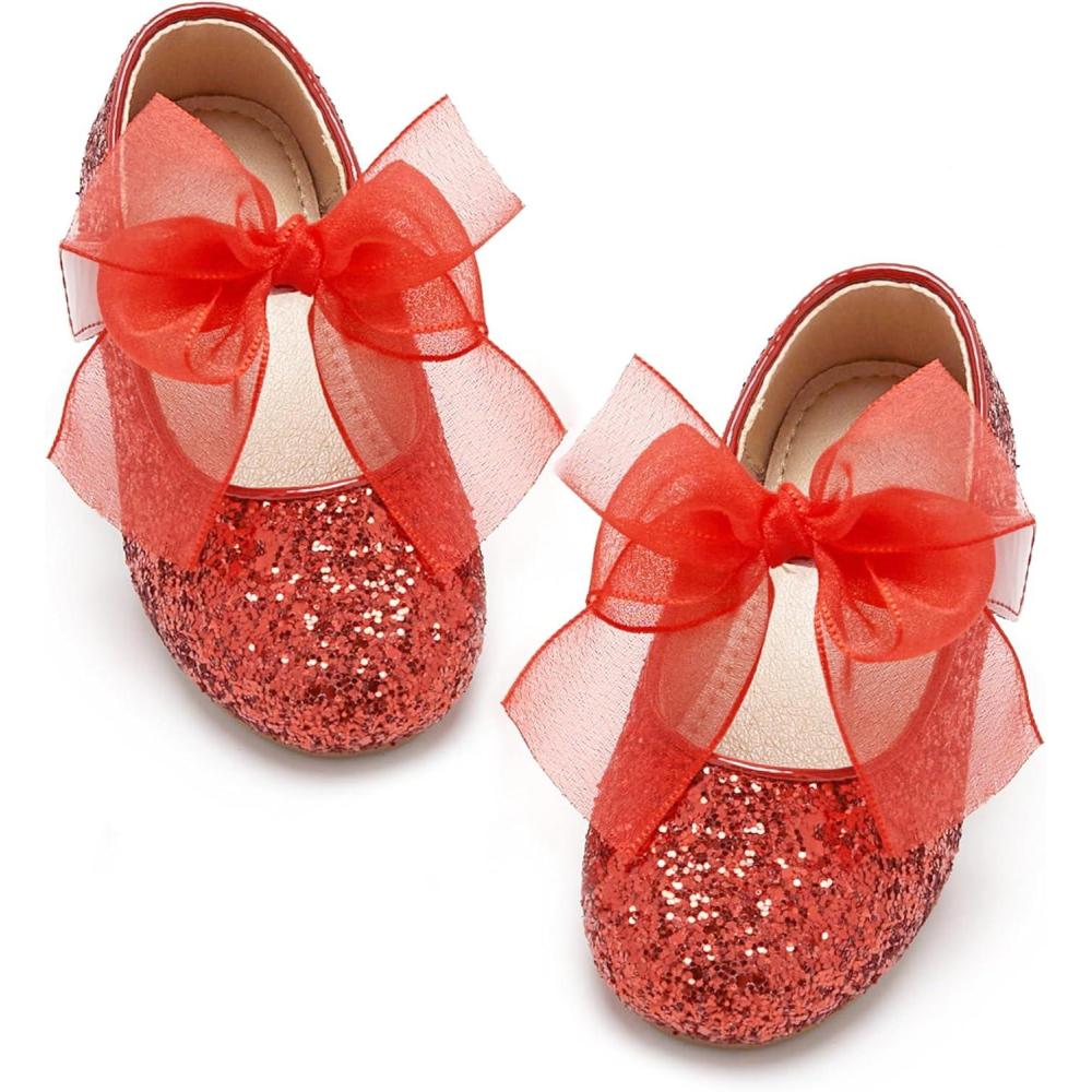 imageKiderence Little Toddler Girls Dress Shoes Ballerina Ballet Flats Kids Mary JanesCk351 Red