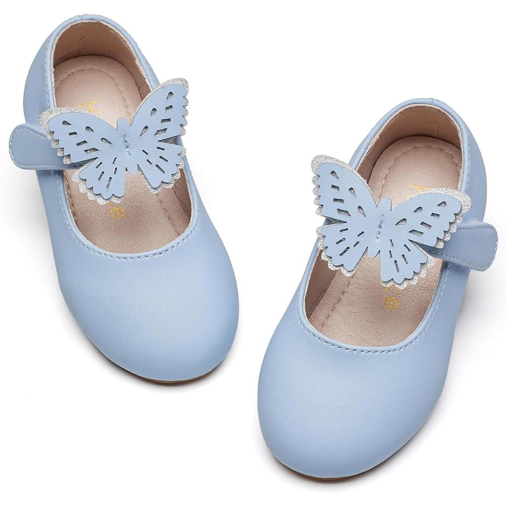 imageKiderence Little Toddler Girls Dress Shoes Ballerina Ballet Flats Kids Mary JanesCk513 Blue