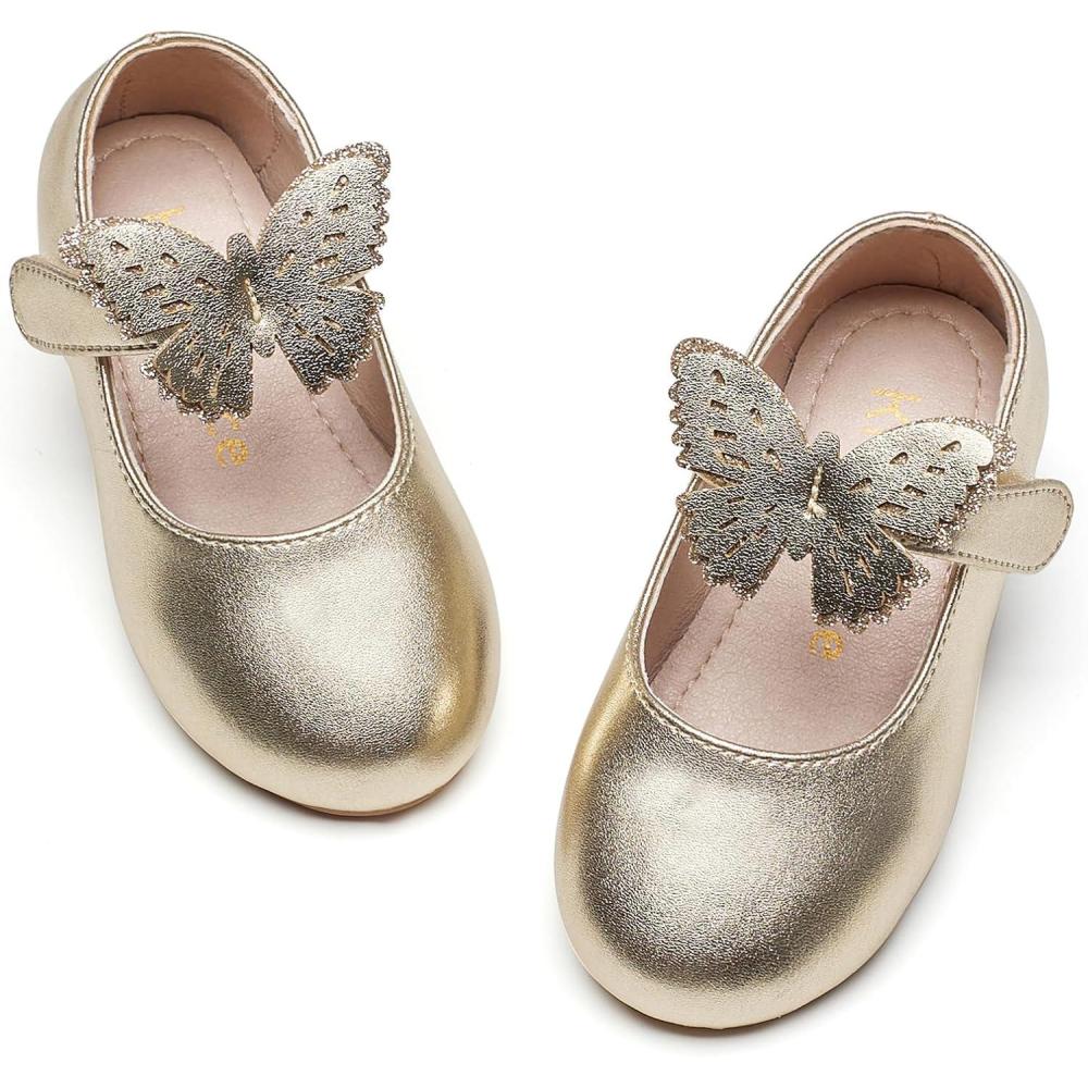 imageKiderence Little Toddler Girls Dress Shoes Ballerina Ballet Flats Kids Mary JanesCk513 Gold