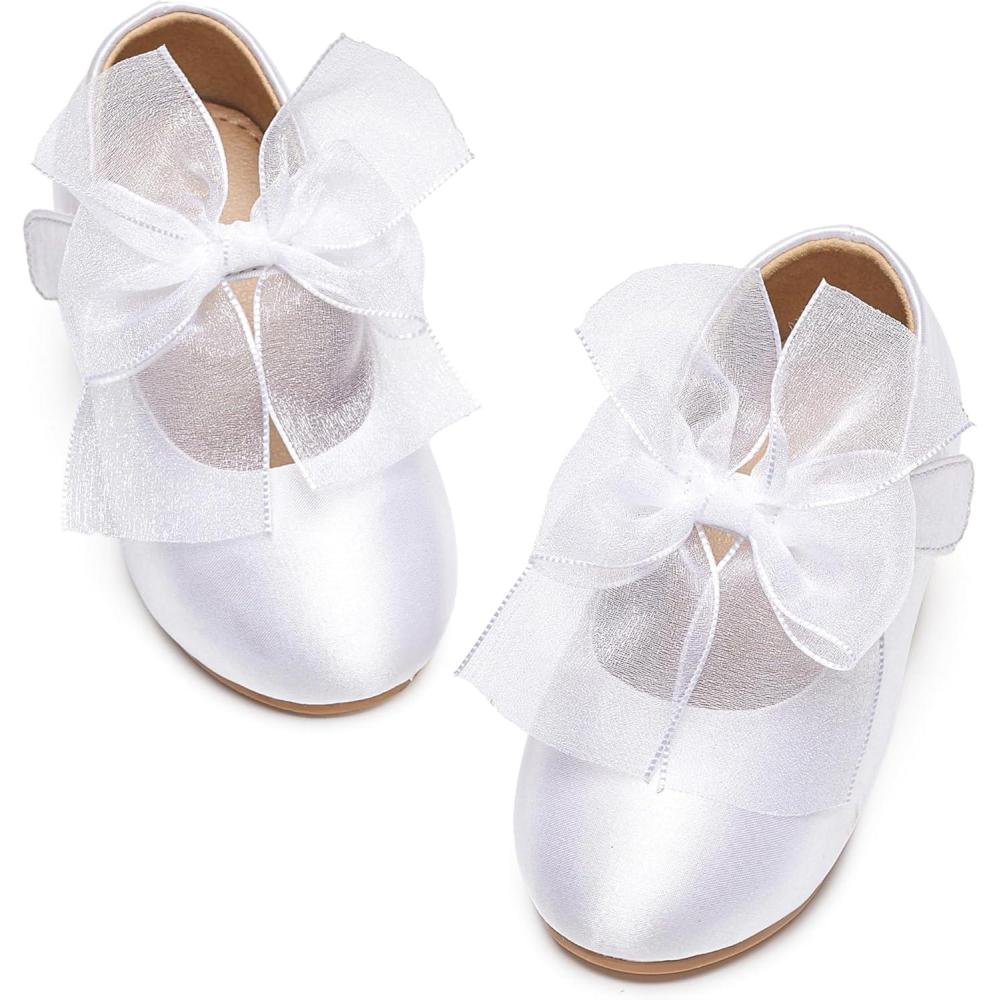 imageKiderence Little Toddler Girls Dress Shoes Ballerina Ballet Flats Kids Mary JanesCk517 White