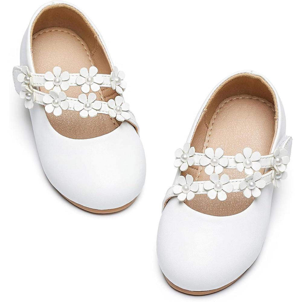 imageKiderence Little Toddler Girls Dress Shoes Ballerina Ballet Flats Kids Mary JanesCk609 White