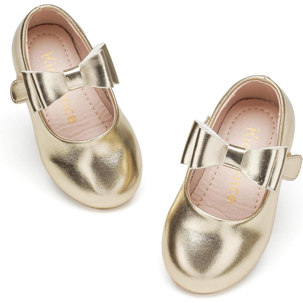 imageKiderence Little Toddler Girls Dress Shoes Ballerina Ballet Flats Kids Mary JanesCl02 Gold