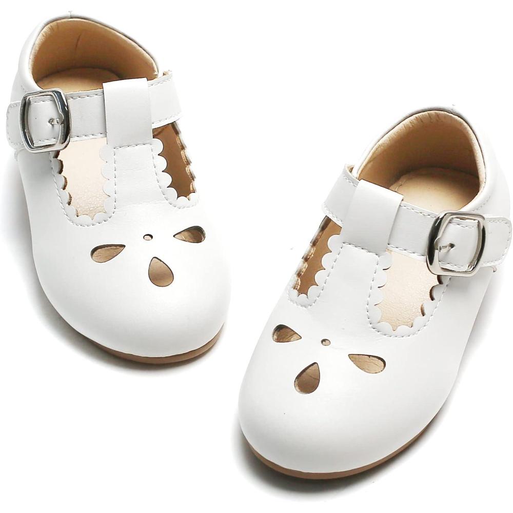 imageKiderence Little Toddler Girls Dress Shoes Ballerina Ballet Flats Kids Mary JanesCl04 White