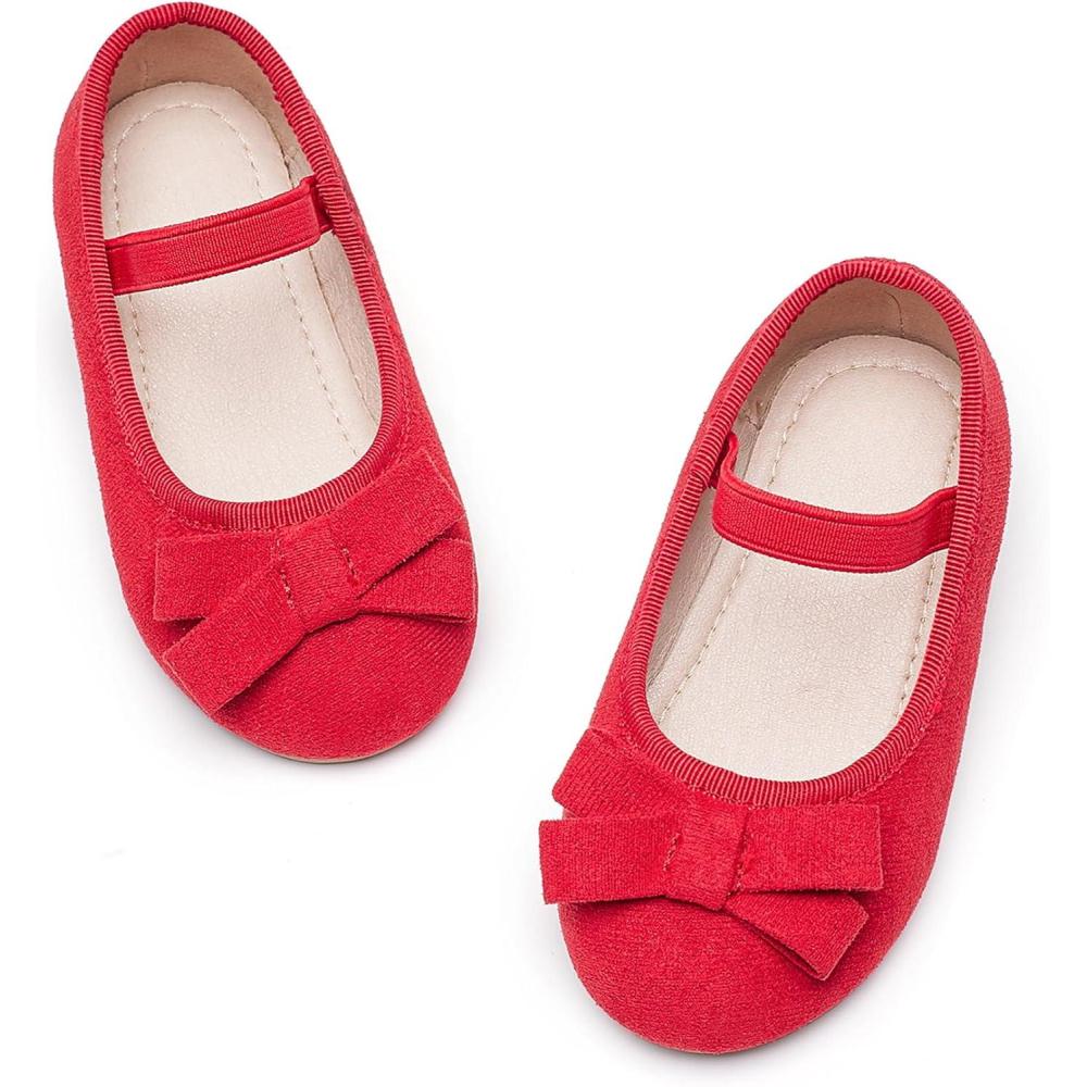 imageKiderence Little Toddler Girls Dress Shoes Ballerina Ballet Flats Kids Mary JanesCl07 Red