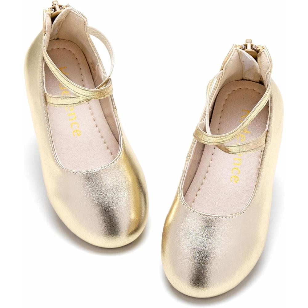 imageKiderence Toddler Girls Dress Shoes Little Kids Mary Janes Ballet Flats ToddlerCk207 Gold