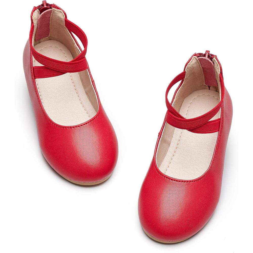 imageKiderence Toddler Girls Dress Shoes Little Kids Mary Janes Ballet Flats ToddlerCk207 Red