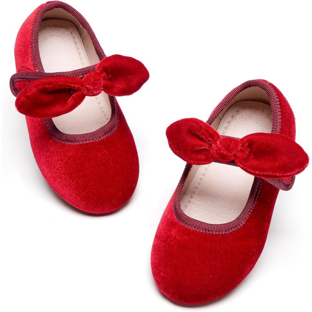 imageKiderence Toddler Girls Dress Shoes Little Kids Mary Janes Ballet Flats ToddlerCk321 Red