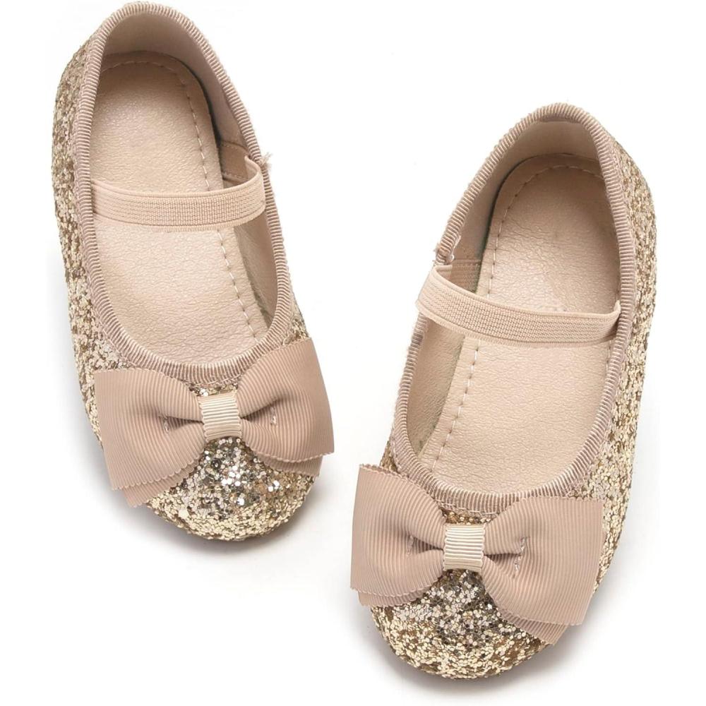 imageKiderence Toddler Girls Dress Shoes Little Kids Mary Janes Ballet Flats ToddlerCk322 Gold