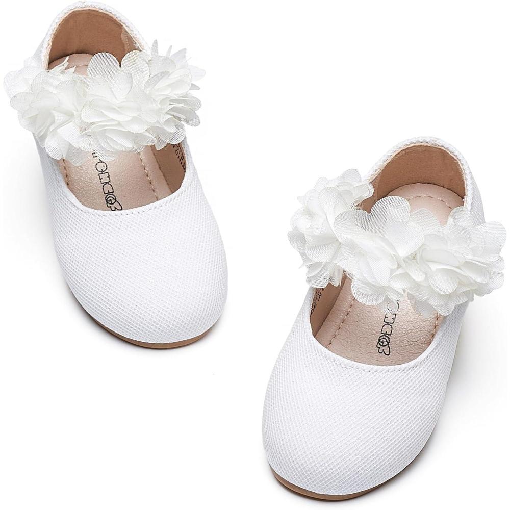 imageKiderence Toddler Girls Dress Shoes Little Kids Mary Janes Ballet Flats ToddlerCk323 White