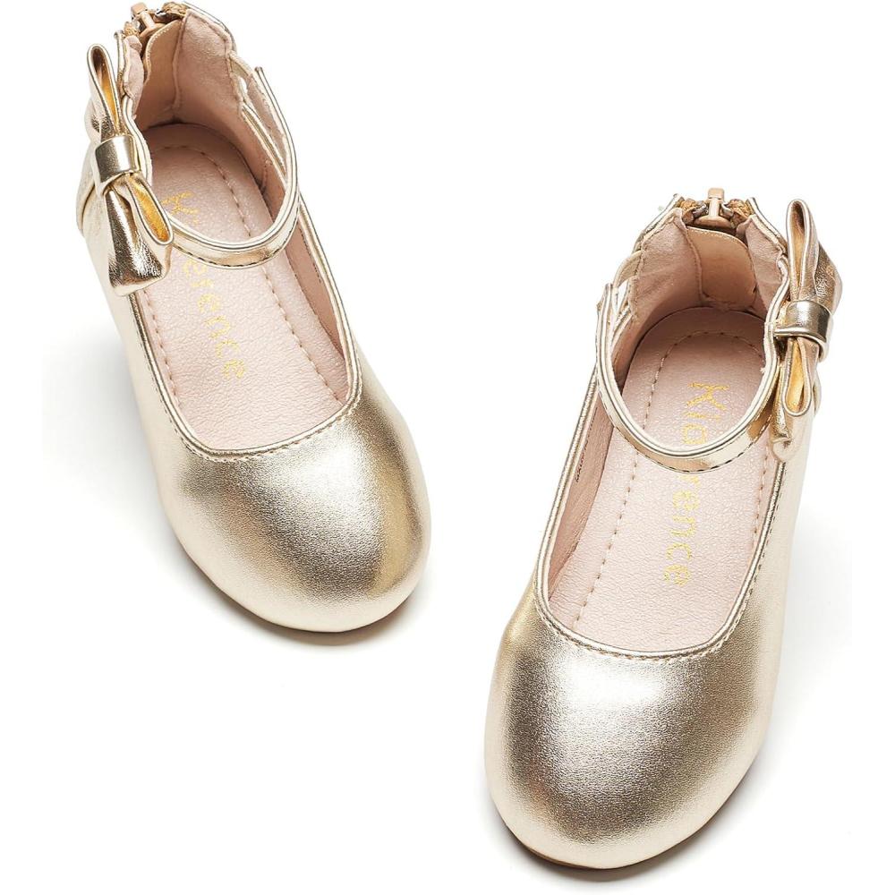 imageKiderence Toddler Girls Dress Shoes Little Kids Mary Janes Ballet Flats ToddlerCk325 Gold