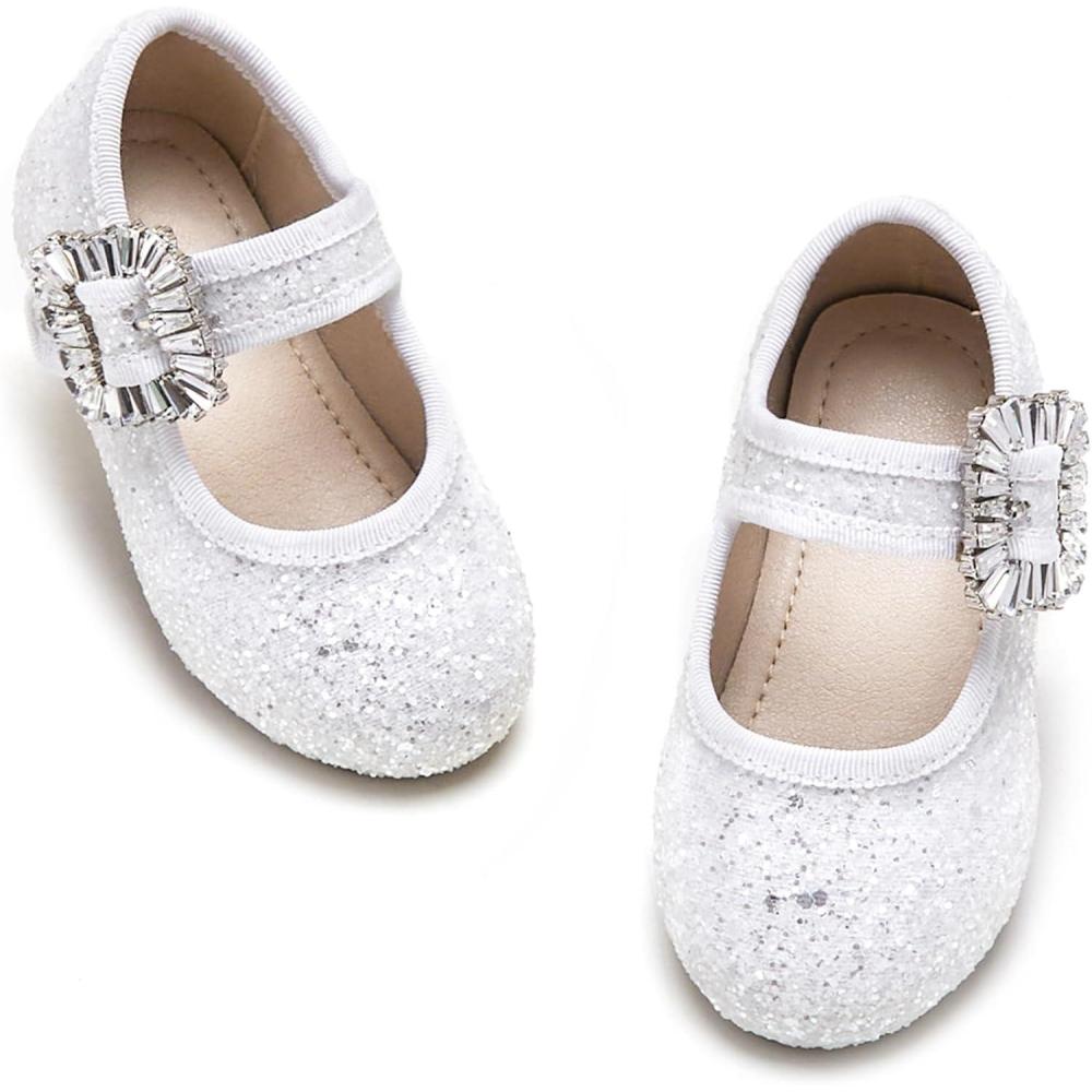 imageKiderence Toddler Girls Dress Shoes Little Kids Mary Janes Ballet Flats ToddlerCk328 White