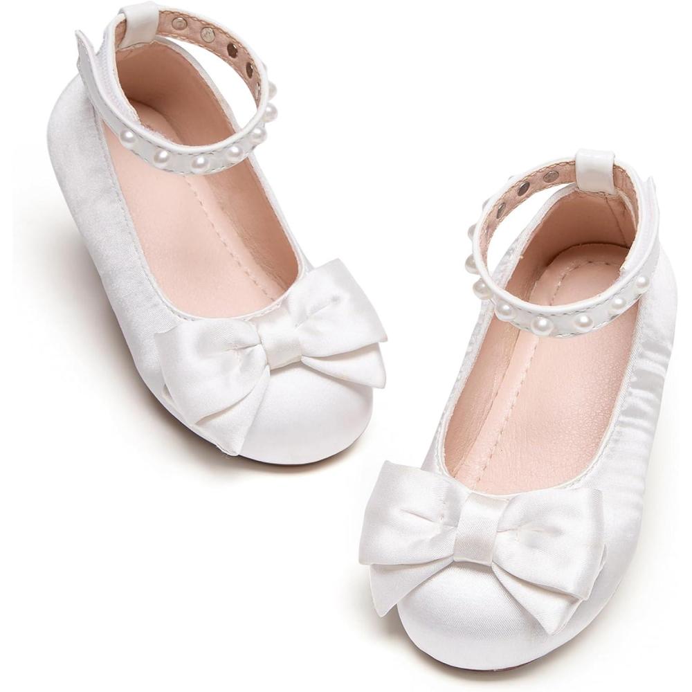 imageKiderence Toddler Girls Dress Shoes Little Kids Mary Janes Ballet Flats ToddlerCk350 White