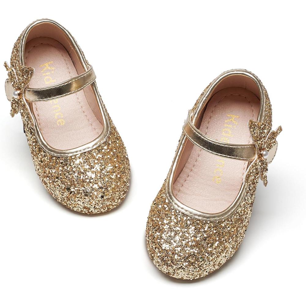 imageKiderence Toddler Girls Dress Shoes Little Kids Mary Janes Ballet Flats ToddlerCk511 Gold