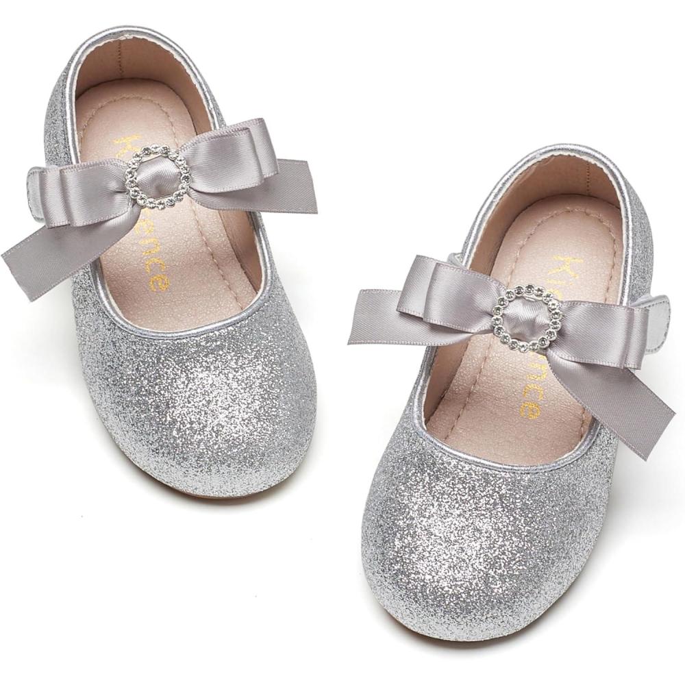 imageKiderence Toddler Girls Dress Shoes Little Kids Mary Janes Ballet Flats ToddlerCk516 Silver