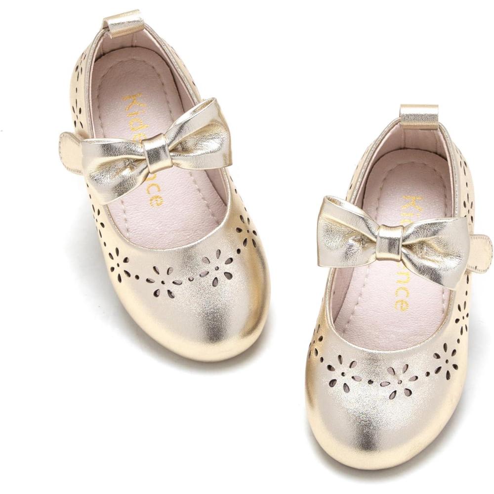 imageKiderence Toddler Girls Dress Shoes Little Kids Mary Janes Ballet Flats ToddlerCk901 Gold