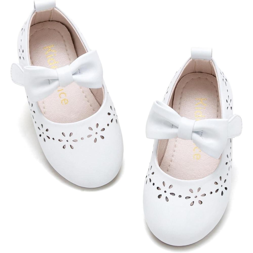 imageKiderence Toddler Girls Dress Shoes Little Kids Mary Janes Ballet Flats ToddlerCk901 White