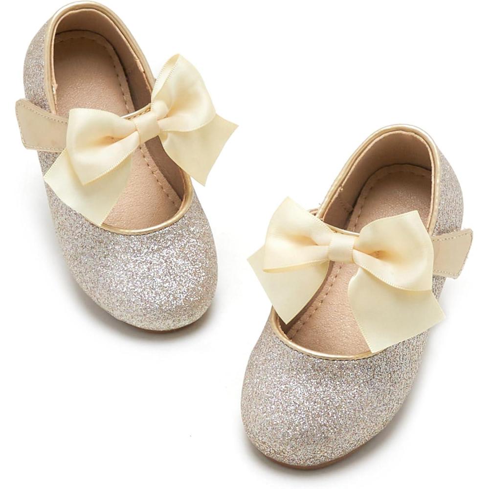 imageKiderence Toddler Girls Dress Shoes Little Kids Mary Janes Ballet Flats ToddlerCk904 Gold