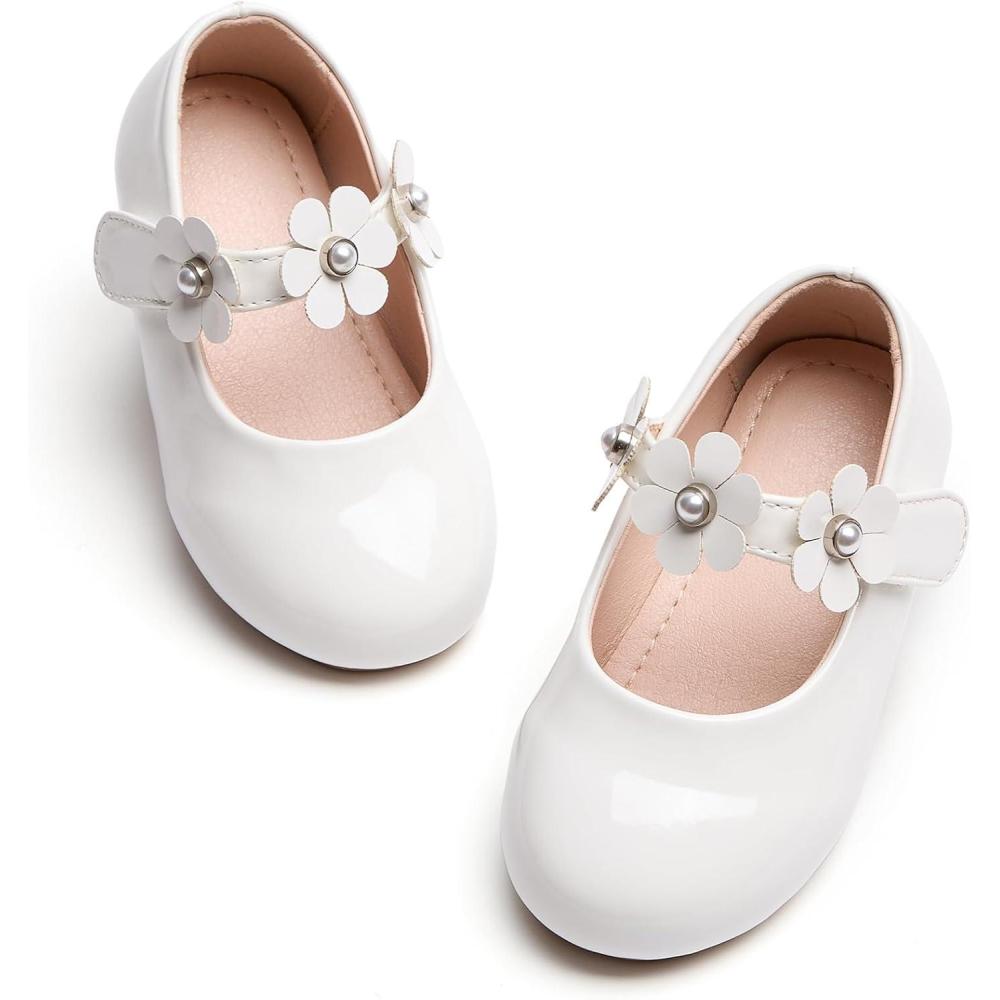 imageKiderence Toddler Girls Dress Shoes Little Kids Mary Janes Ballet Flats ToddlerCk920 White