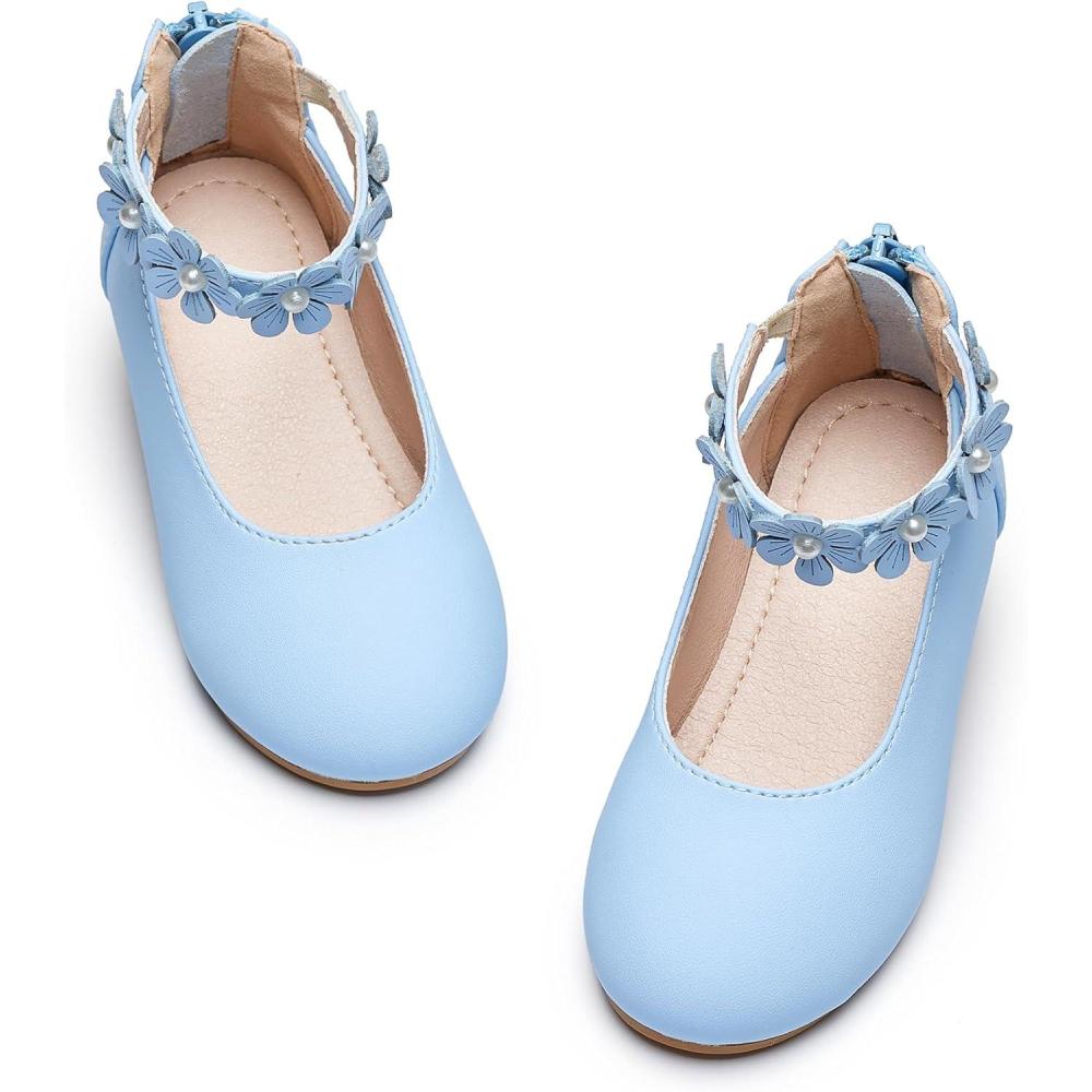 imageKiderence Toddler Girls Dress Shoes Little Kids Mary Janes Ballet Flats ToddlerCk921 Light Blue