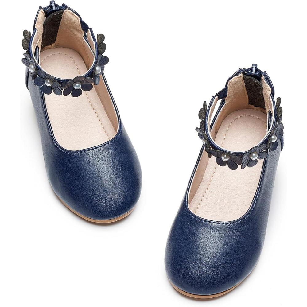imageKiderence Toddler Girls Dress Shoes Little Kids Mary Janes Ballet Flats ToddlerCk921 Navy Blue