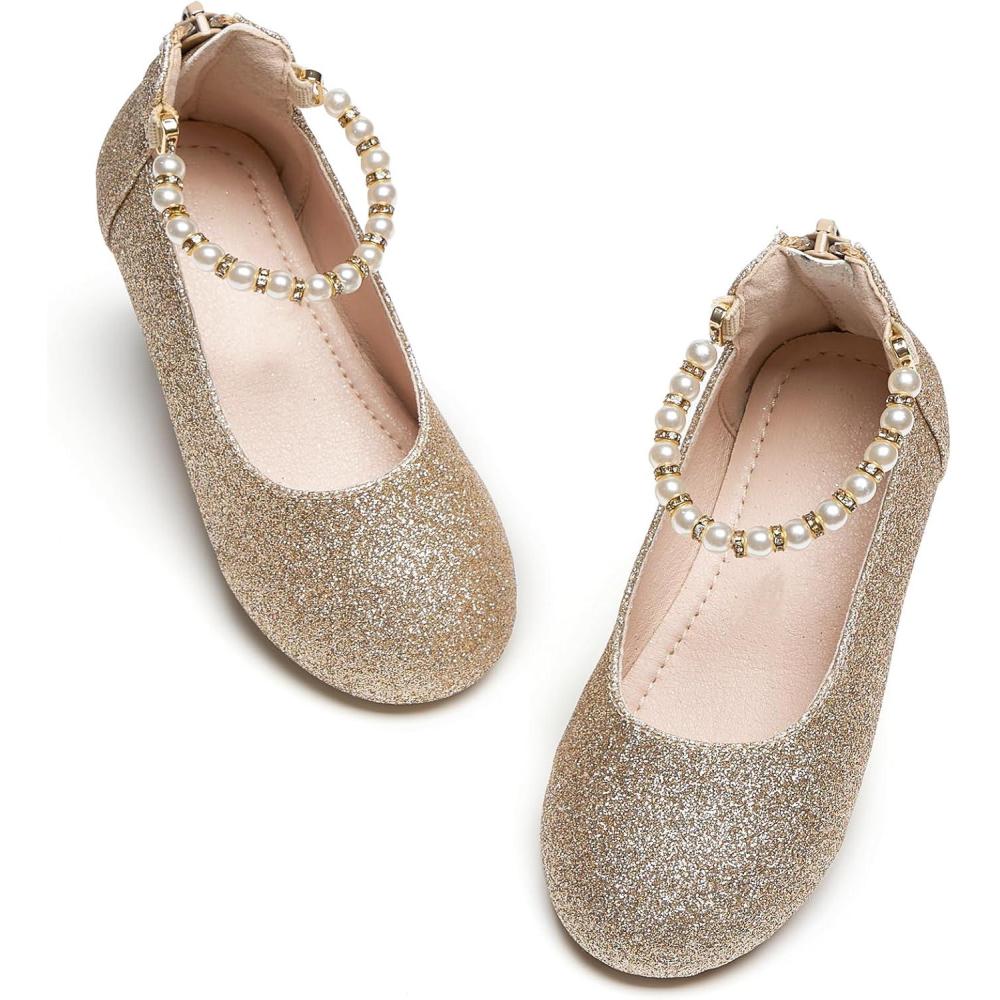 imageKiderence Toddler Girls Dress Shoes Little Kids Mary Janes Ballet Flats ToddlerCk924 Gold