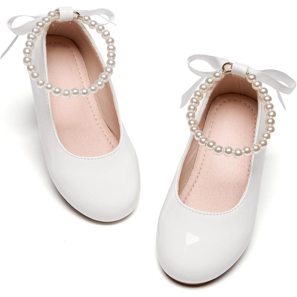 imageKiderence Toddler Girls Dress Shoes Little Kids Mary Janes Ballet Flats ToddlerCk926 White