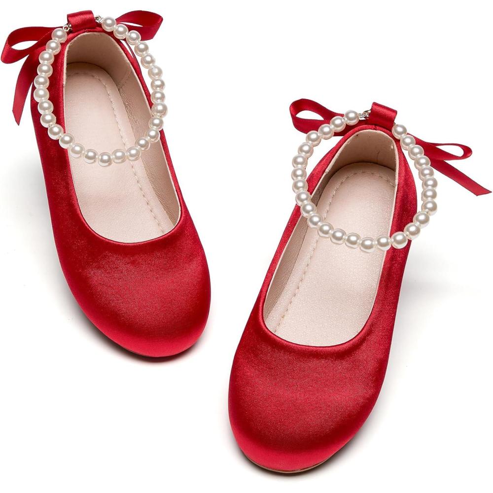 imageKiderence Toddler Girls Dress Shoes Little Kids Mary Janes Ballet Flats ToddlerCk927 Red
