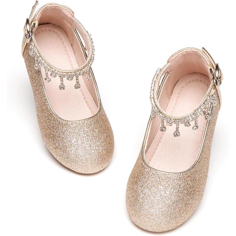 imageKiderence Toddler Girls Dress Shoes Little Kids Mary Janes Ballet Flats ToddlerCk941 Gold