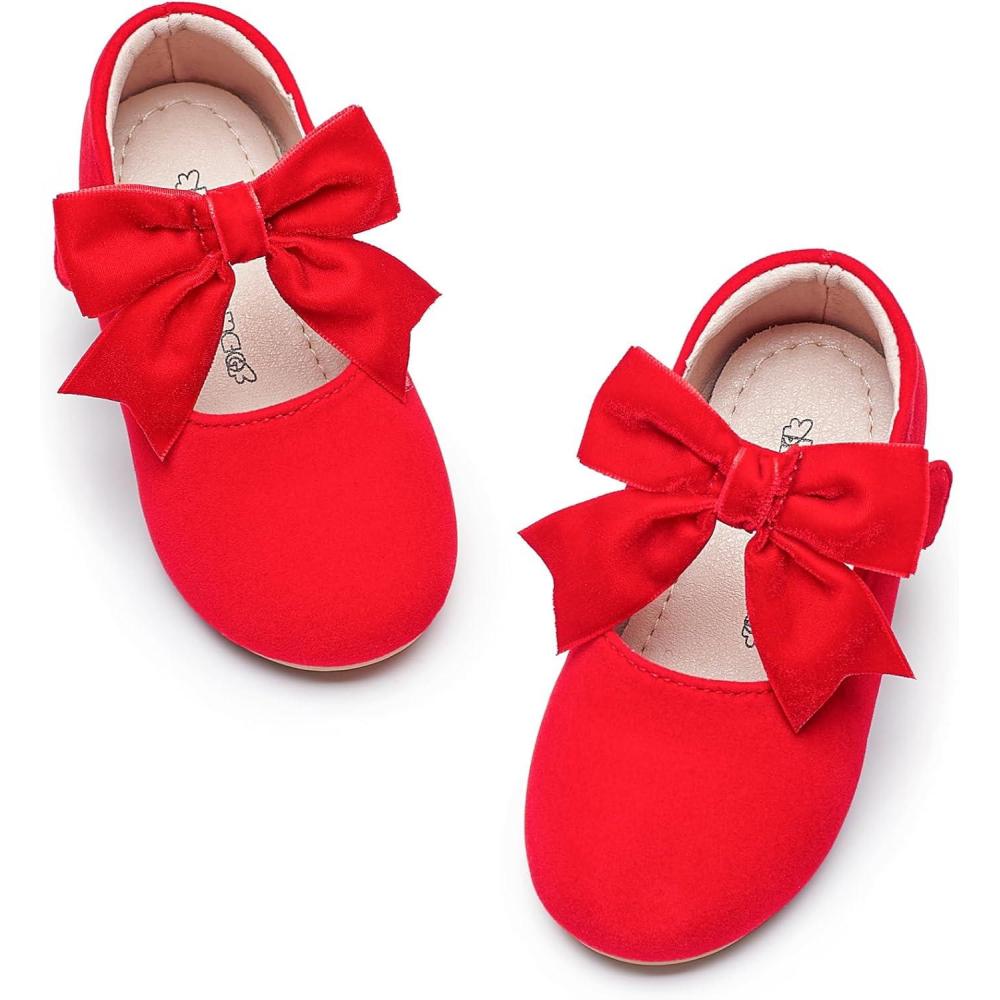 imageKiderence Toddler Girls Dress Shoes Little Kids Mary Janes Ballet Flats ToddlerF609 Red