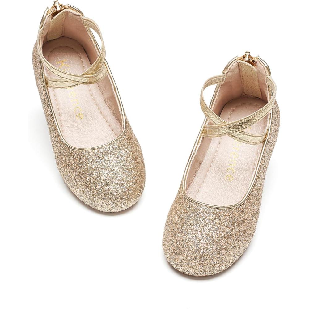 imageKiderence Toddler Girls Dress Shoes Little Kids Mary Janes Ballet Flats ToddlerF616 Gold