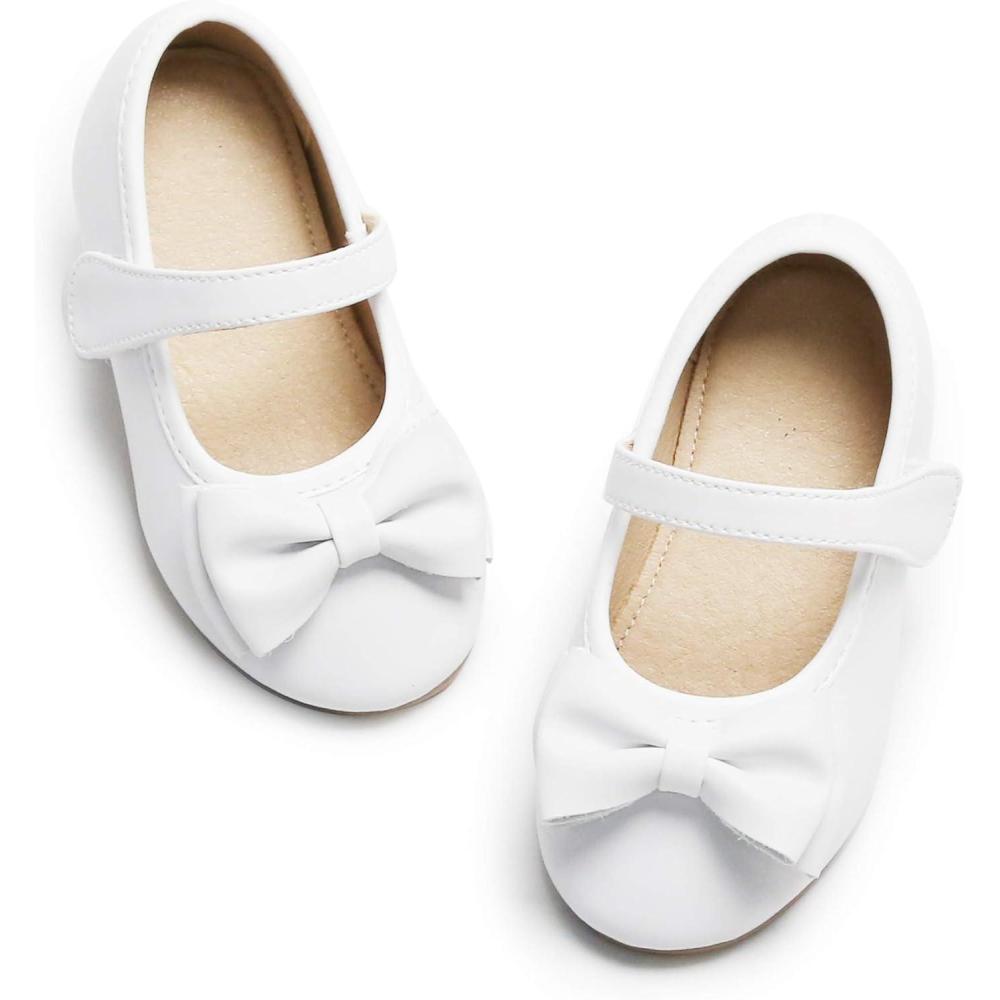 imageKiderence Toddler Girls Dress Shoes Little Kids Mary Janes Ballet Flats ToddlerF640 White