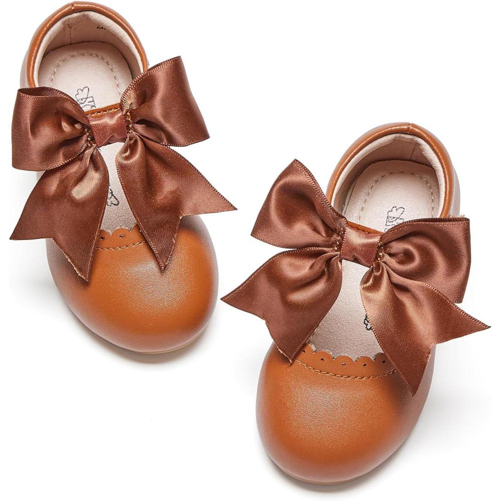 imageKiderence Toddler Girls Dress Shoes Little Kids Mary Janes Ballet Flats ToddlerFg04 Brown