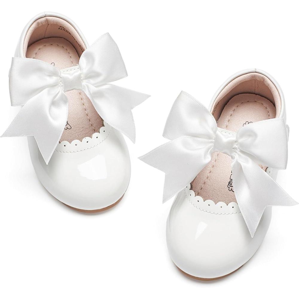 imageKiderence Toddler Girls Dress Shoes Little Kids Mary Janes Ballet Flats ToddlerFg04 White