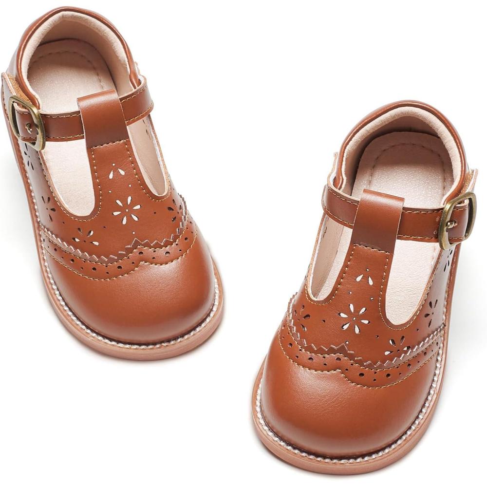 imageKiderence Toddler Girls Mary Jane Dress Shoes Little Girls School Oxford FlatsC H02 Brown