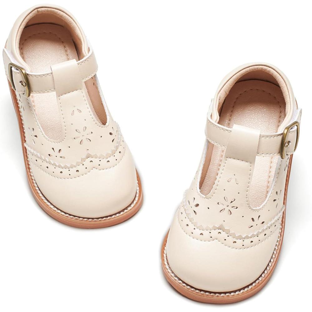 imageKiderence Toddler Girls Mary Jane Dress Shoes Little Girls School Oxford FlatsC H02 White