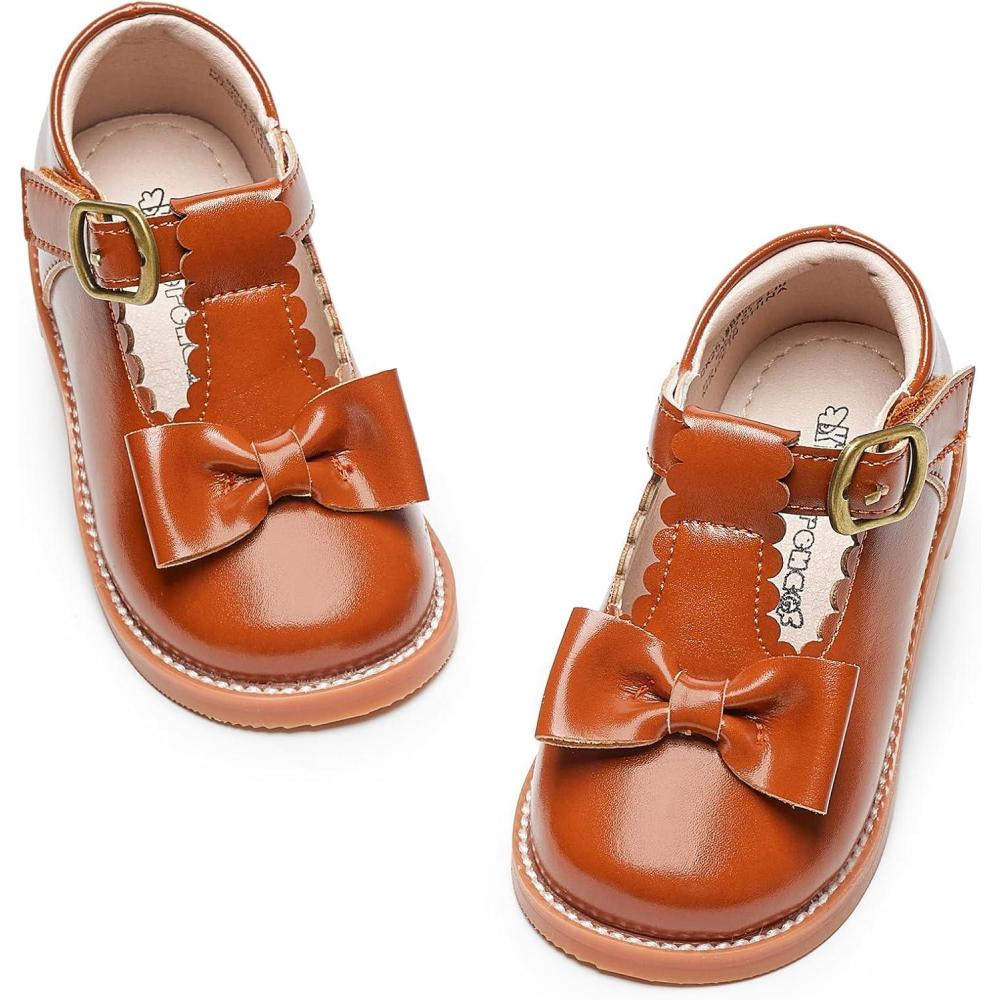 imageKiderence Toddler Girls Mary Jane Dress Shoes Little Girls School Oxford FlatsCk251 Brown