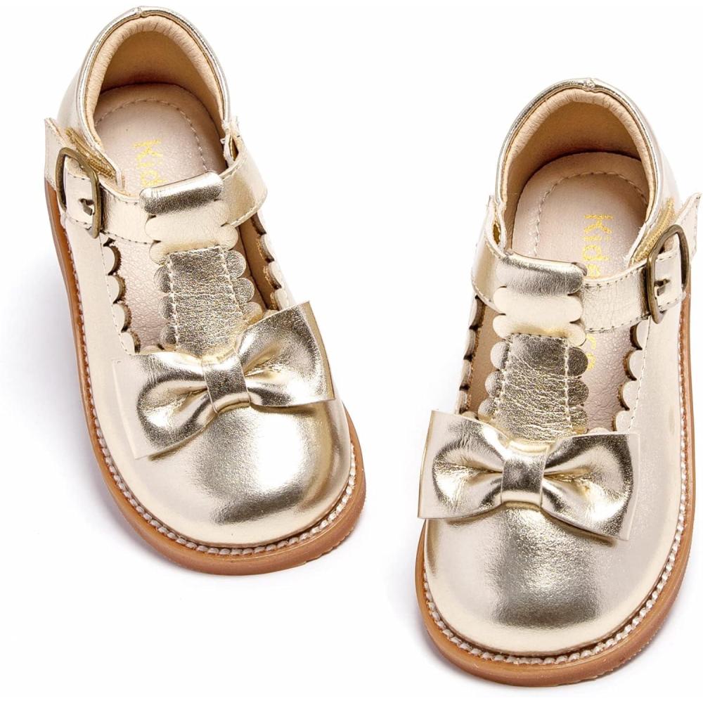 imageKiderence Toddler Girls Mary Jane Dress Shoes Little Girls School Oxford FlatsCk251 Gold