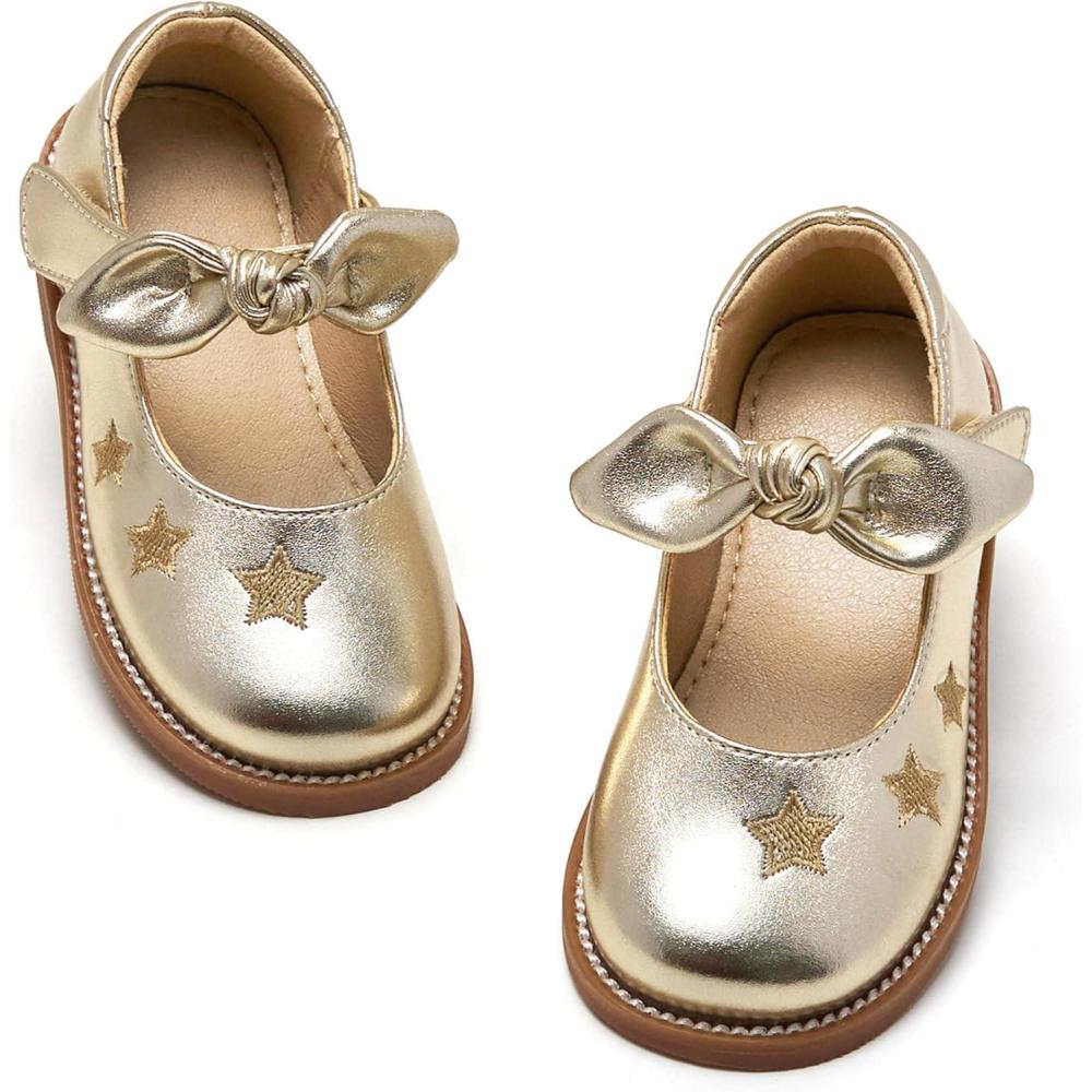 imageKiderence Toddler Girls Mary Jane Dress Shoes Little Girls School Oxford FlatsCk337 Gold