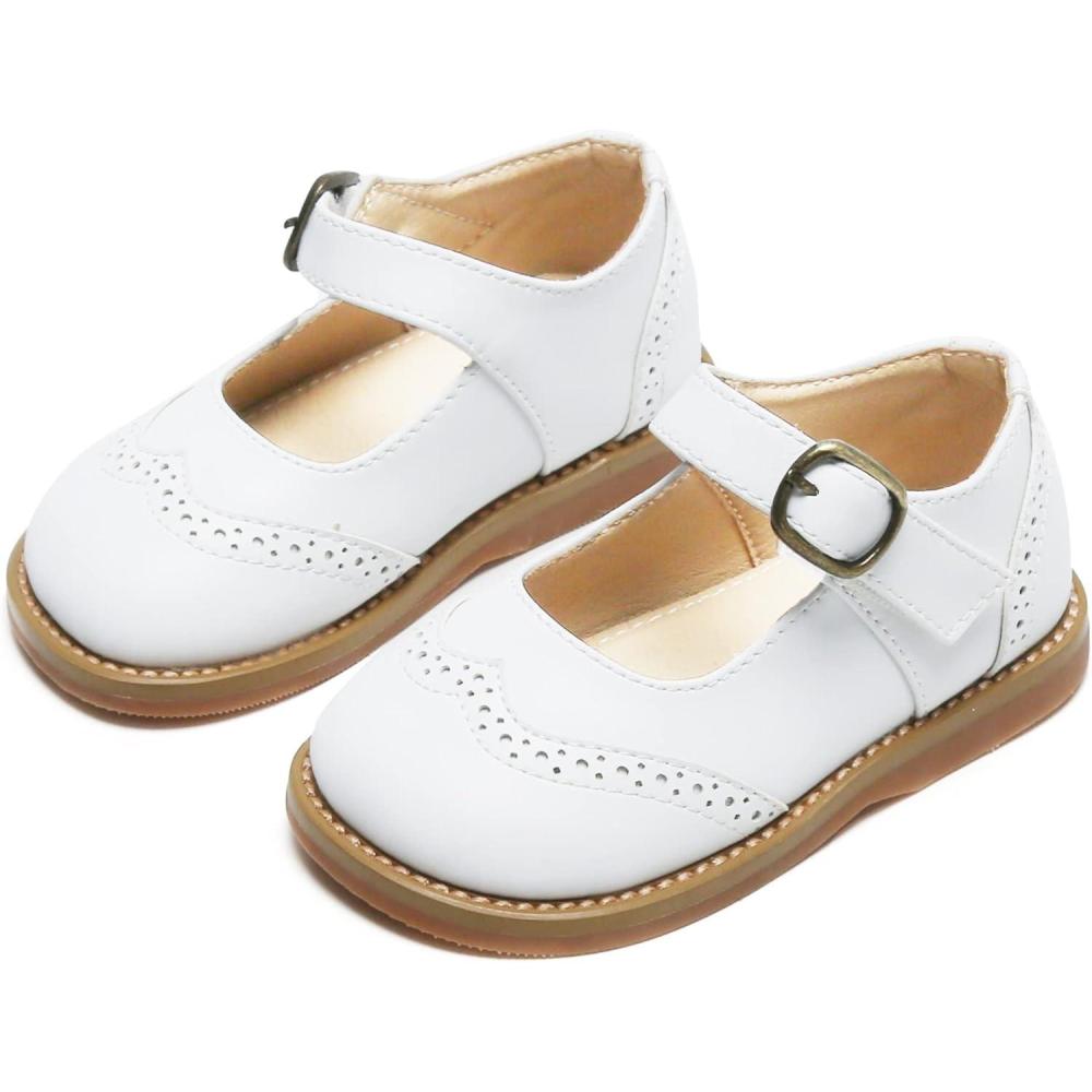 imageKiderence Toddler Girls Mary Jane Dress Shoes Little Girls School Oxford FlatsF670 White
