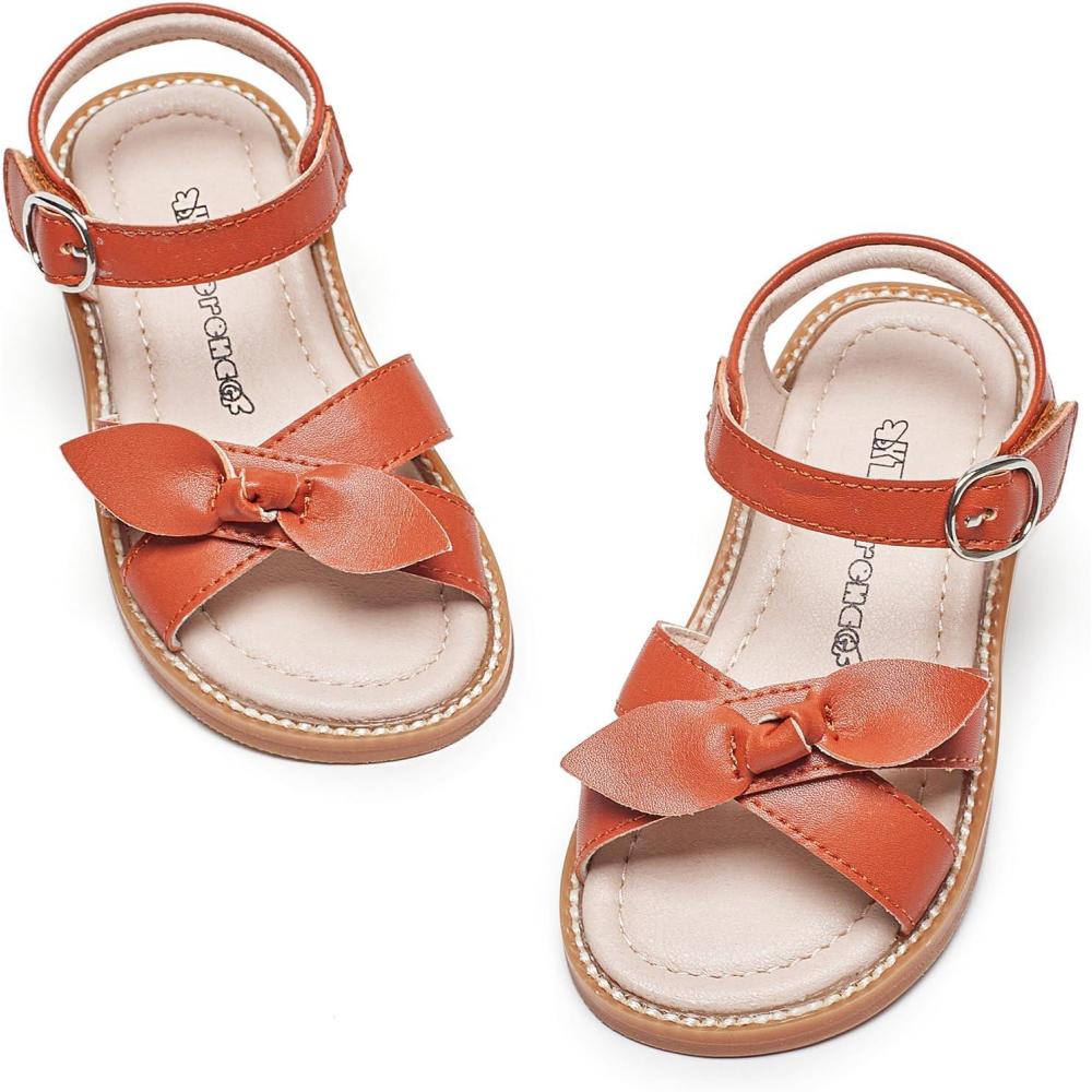 imageKiderence Toddler Girls Pink Floral Sandals Girls Casual Flat Sandals with Ankle StrapFk682 Brown