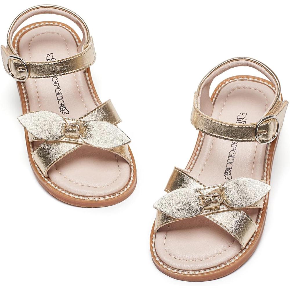 imageKiderence Toddler Girls Pink Floral Sandals Girls Casual Flat Sandals with Ankle StrapFk682 Gold