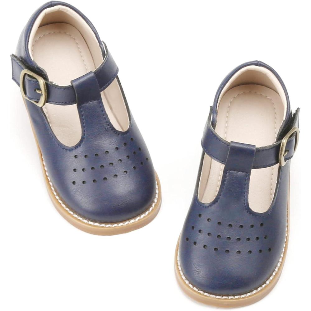 imageKiderence Toddler Little Girls Mary Jane Dress Shoes School Oxford for FlatsF672 Navy Blue
